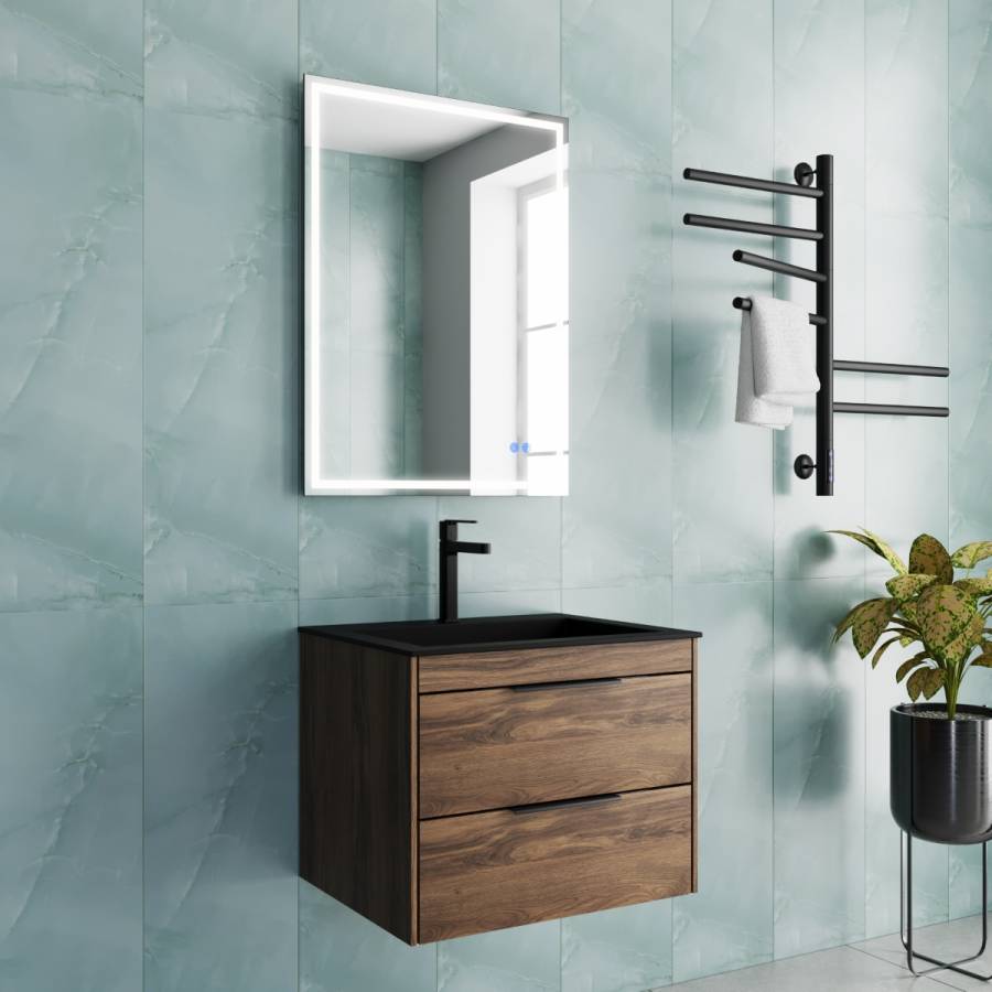 База под раковину Chiara 2D 600 подвесная, 2 выкатных ящика soft-close, C.Oak