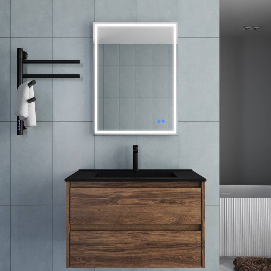 База под раковину Gio 800 подвесная, 2 выкатных ящика soft-close, C.Oak