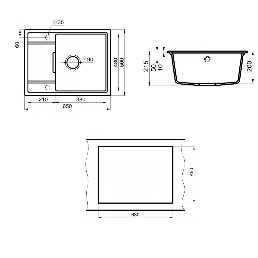 Мойка кухонная Point Стил 65 PN3009W, белый