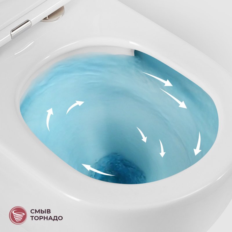 LINER Унитаз подвесной, безободковый с системой смыва "Торнадо", с сиденьем soft close, 49 см, CZR-38083-49-TH-TOR/SC