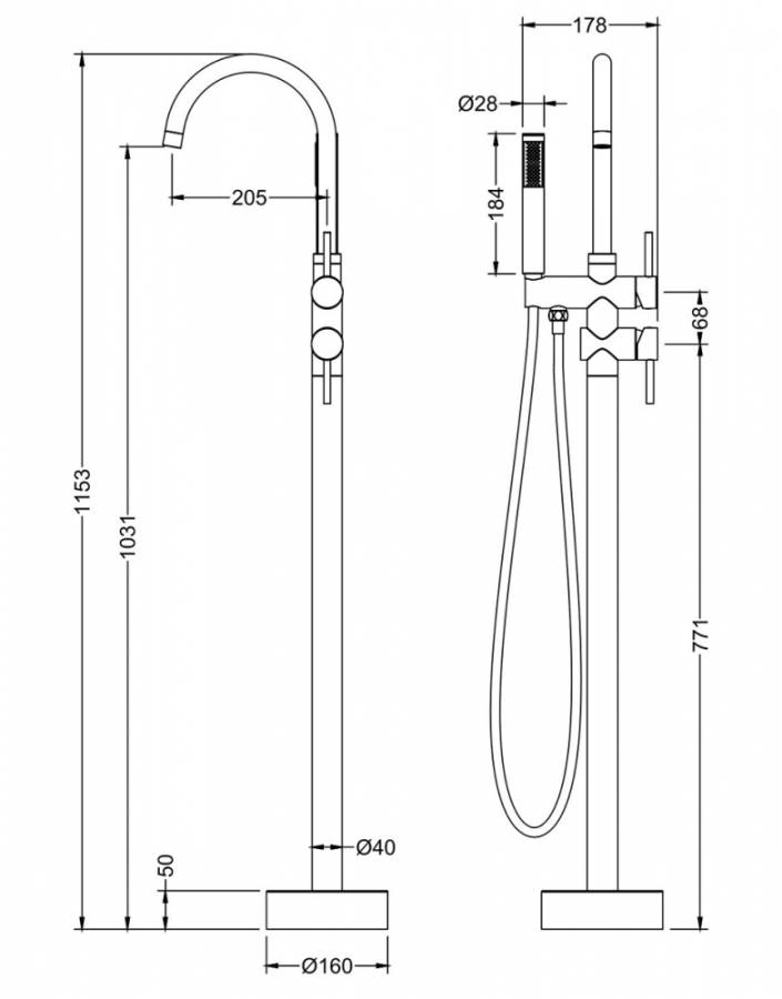 Смеситель Timo Saona 2300/00Y-CR напольный, хром