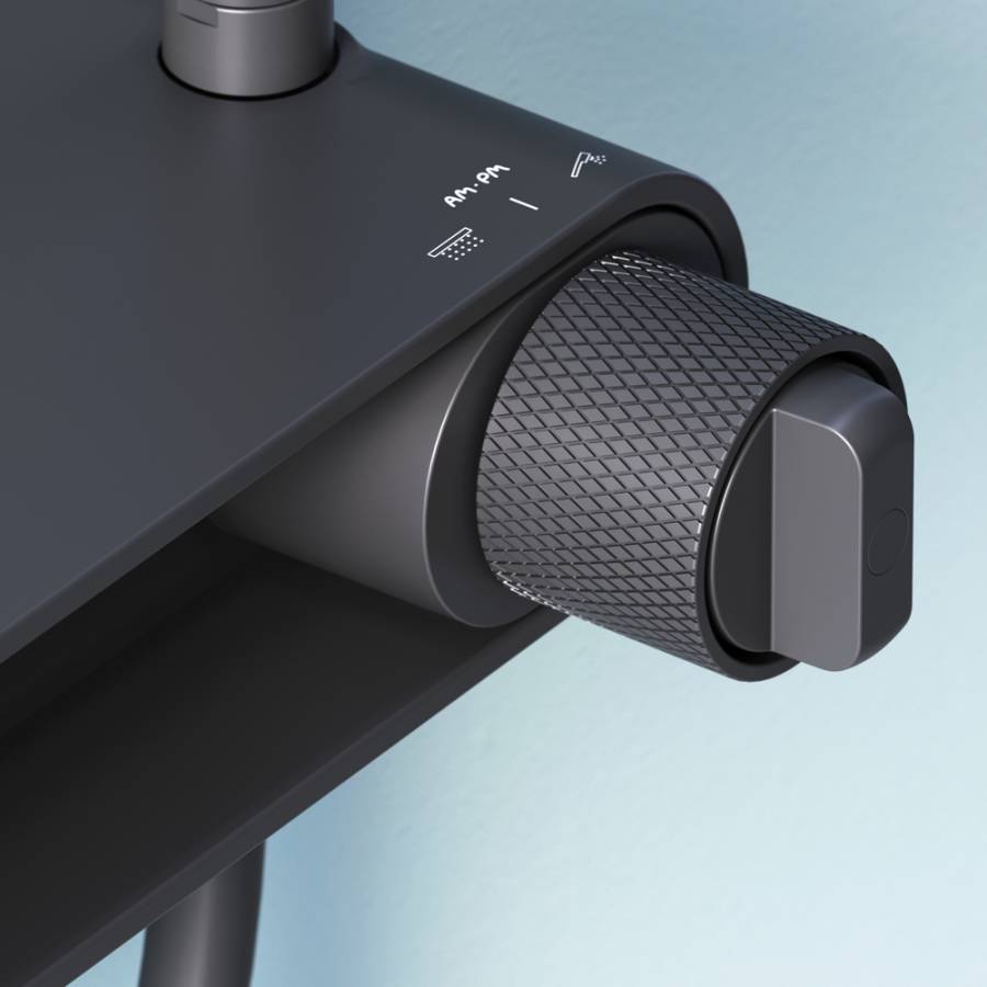 F0785A622 X-Joy, душ.система: Смеситель-полка д/душа, душ.штанга, верхн. душ 220мм, ручн душ, черн.
