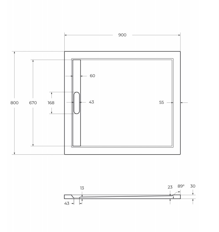 Поддон из искусственного мрамора CEZARES TRAY-AS-AH-160/80-30-W
