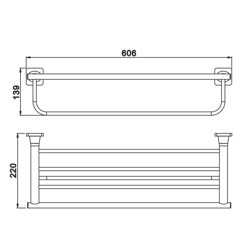 Полотенцедержатель с полкой, RG1508H Rose, Черный