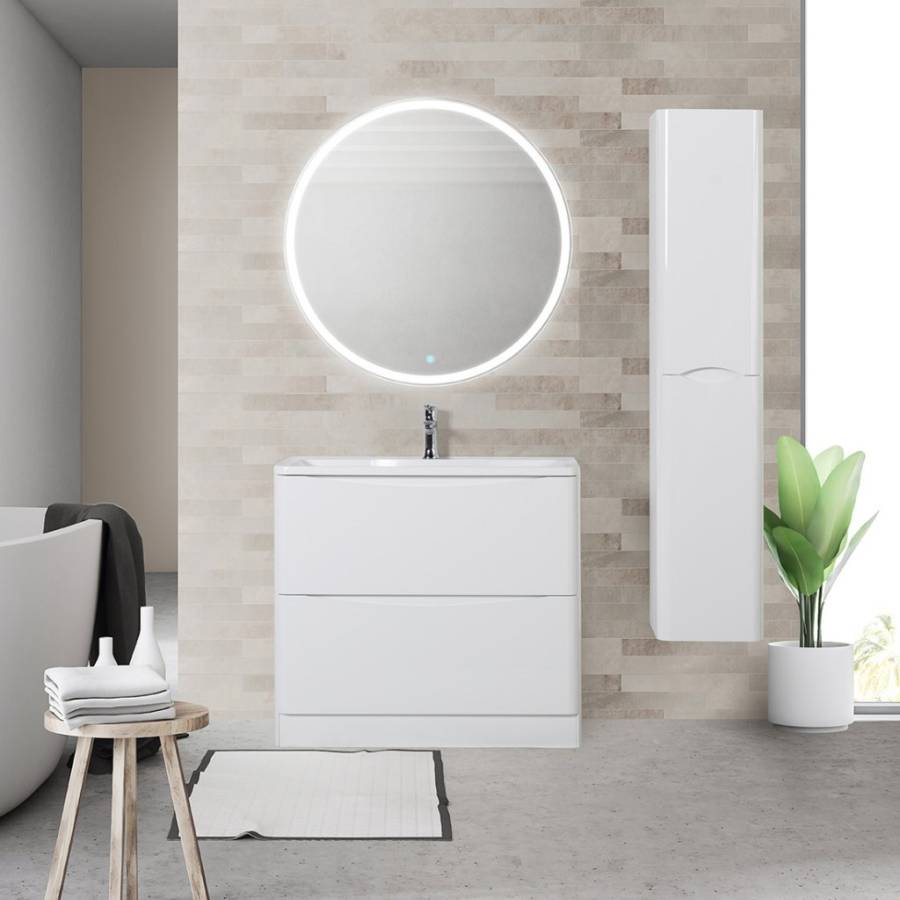 Тумба с раковиной напольная  BelBagno ACQUA 90 Bianco Lucido, раковина белая
