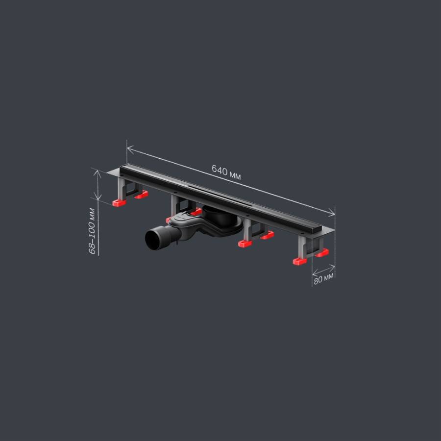 W01SC-S11-060-05BM MasterFlow Трап для душа линейный универс затвор Slim line 60см цвет черн мат