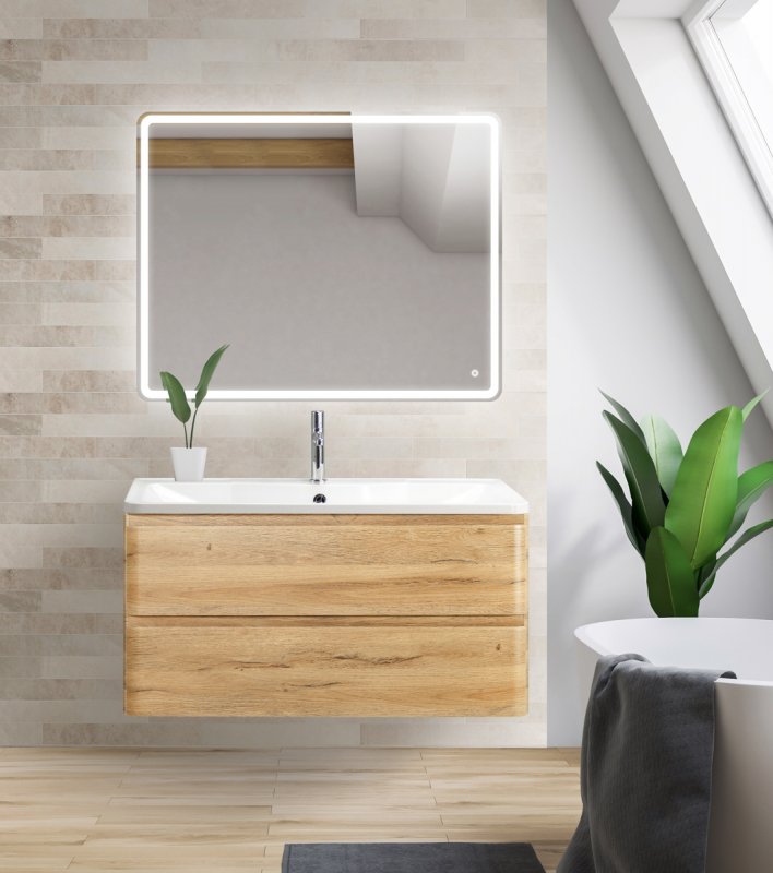 Тумба с раковиной подвесная BelBagno ALBANO 100 Rovere Vintage Bianco, раковина белая