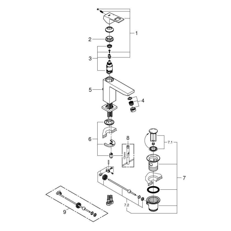 Смеситель для раковины Grohe Eurocube 23445000 хром