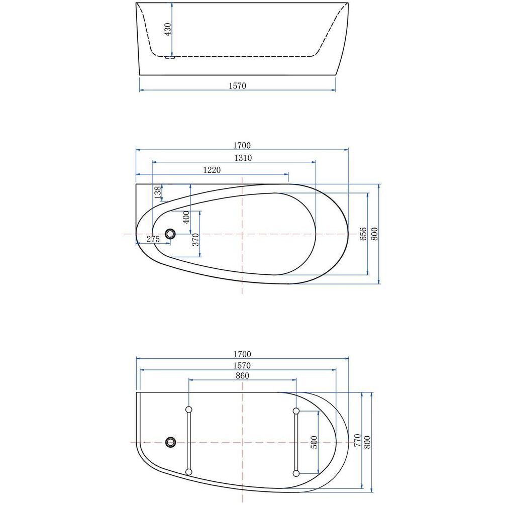 Акриловая ванна Allen Brau Priority 170x80 2.31002.20/CGM белый глянец/цементно-серый, шт
