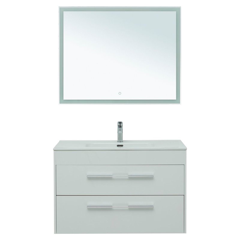 Мебель для ванной Aquanet Августа 100 белый (ручка хром, раковина Flat)