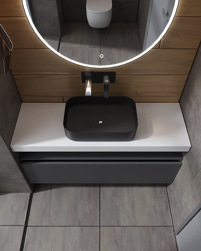 Ящик под столешницу 100см АНТРАЦИТ мат. VALLESSI UNO-S 897-100-A mat Boheme