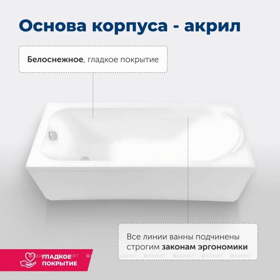 Акриловая ванна Aquanet Nord NEW 170x70 (с каркасом)