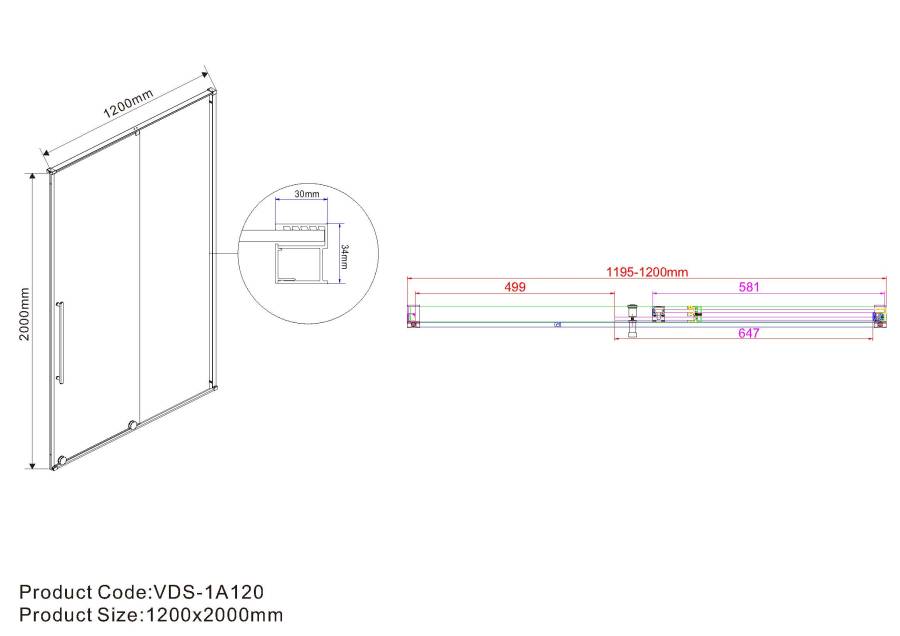 Душевая дверь Arno VPS-1A120CGB, 1200, черный, стекло тонированное