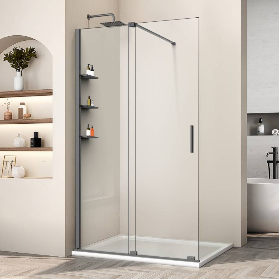 Душевая перегородка Walk-In VSW-1WSL120CLGM, 1200*2000, вороненая сталь, стекло прозрачное
