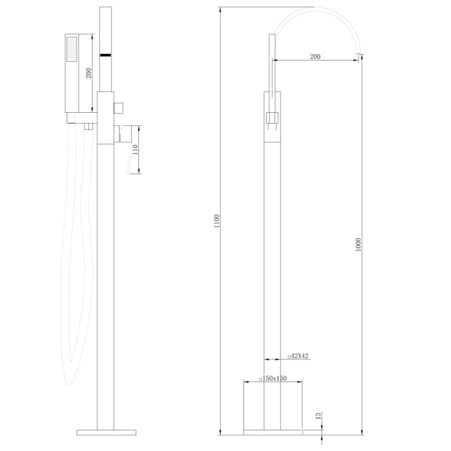 Смеситель ABBER Wasserfall AF8615NG напольный, никель