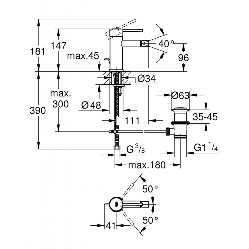 Смеситель для биде Grohe Essence New 32935001 хром