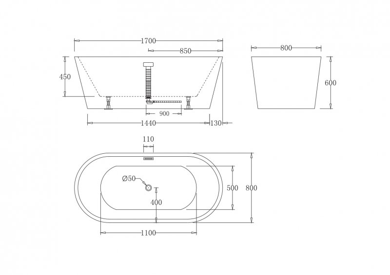 Ванна акриловая отдельностоящая BelBagno BB71-BIANCO