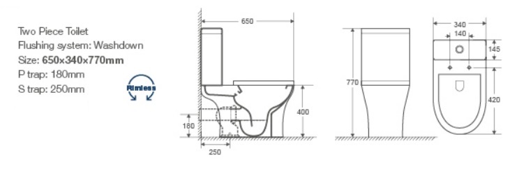 Унитаз-компакт безободковый Creto Cer C3 1003-002Cer-C3W с быстросъёмной крышкой-сиденьем микролифт Slim (арматура Geberit)