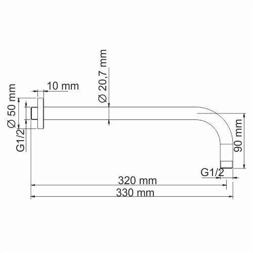 A097 Настенный верхний излив для душа Wasserkraft