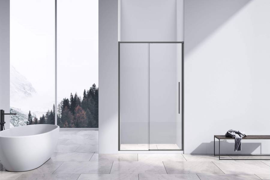 Душевая дверь Slim-N VDS-4SN130CLGM, 1300, вороненая сталь, стекло прозрачное