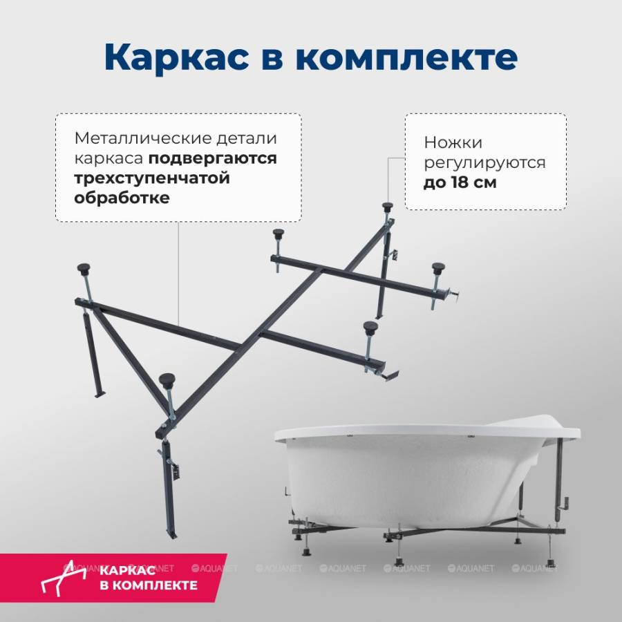 Акриловая ванна Aquanet Jamaica 160x100 R (с каркасом)