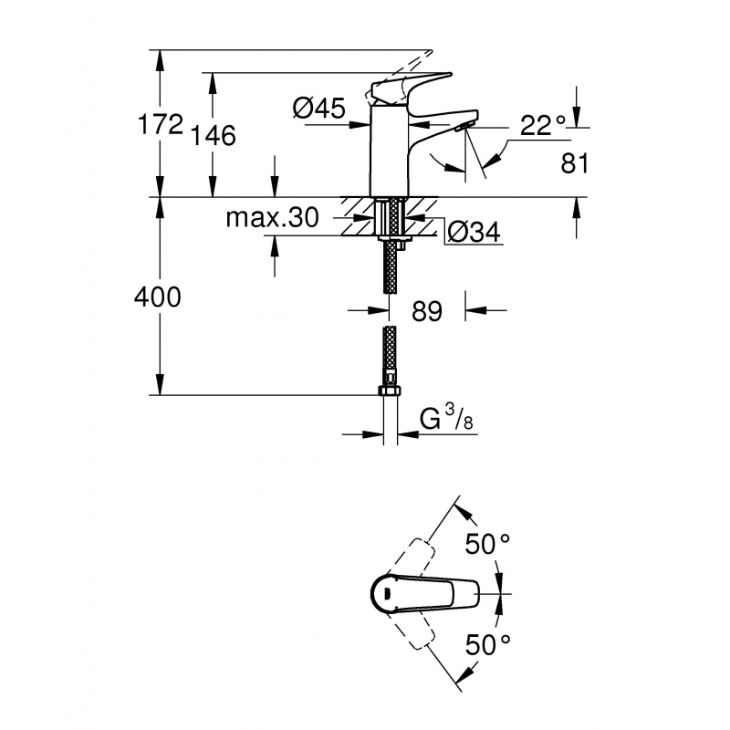 Смеситель для раковины Grohe BauFlow 23752000 хром