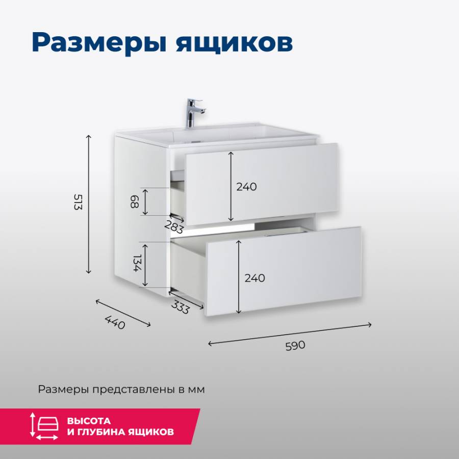 Тумба под раковину Aquanet Алвита 60 белый