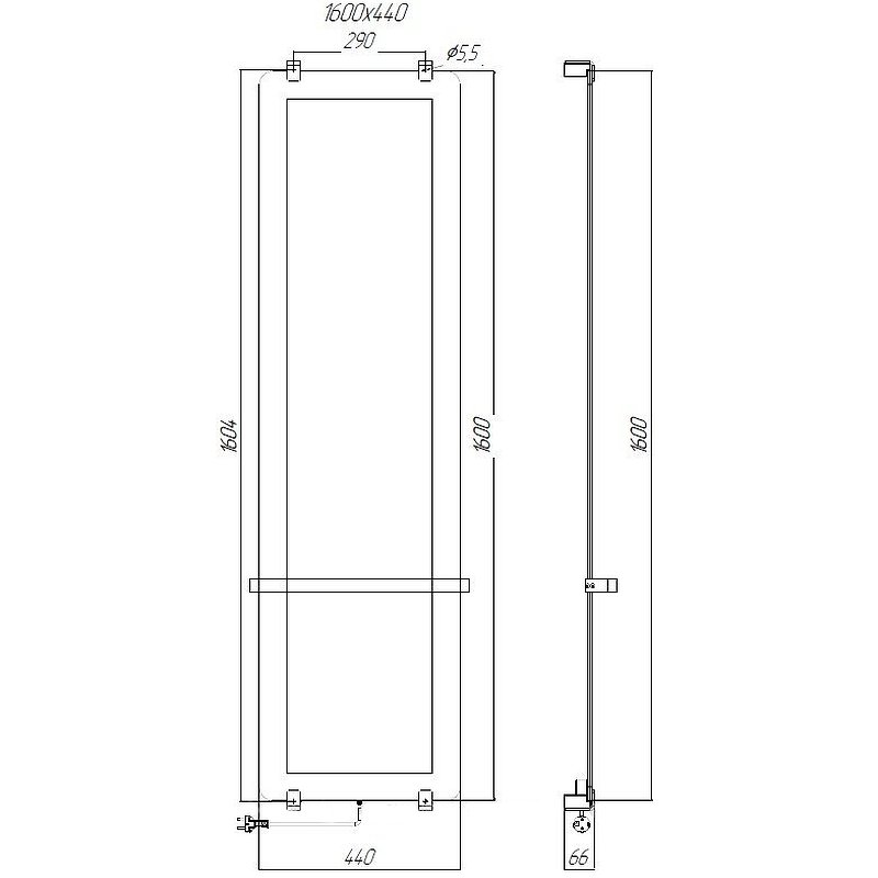 Полотенцесушитель электрический Allen Brau Infinity 160x44 8.21005.GL (без креплений)