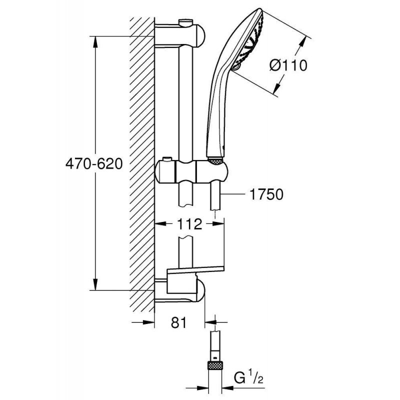 Душевой гарнитур, 3 вида струй, GROHE Euphoria, хром, (27231001)