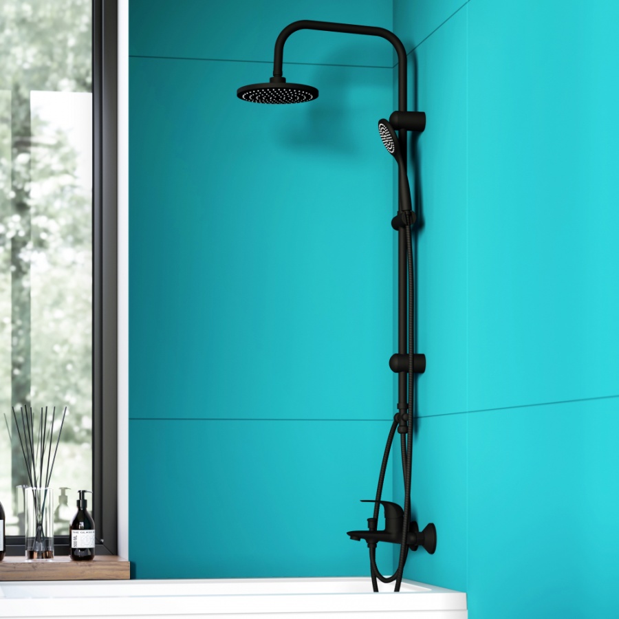D0708000BL Comfort душевая система с тропическим душем, ручной душ 1F,  цвет Черный