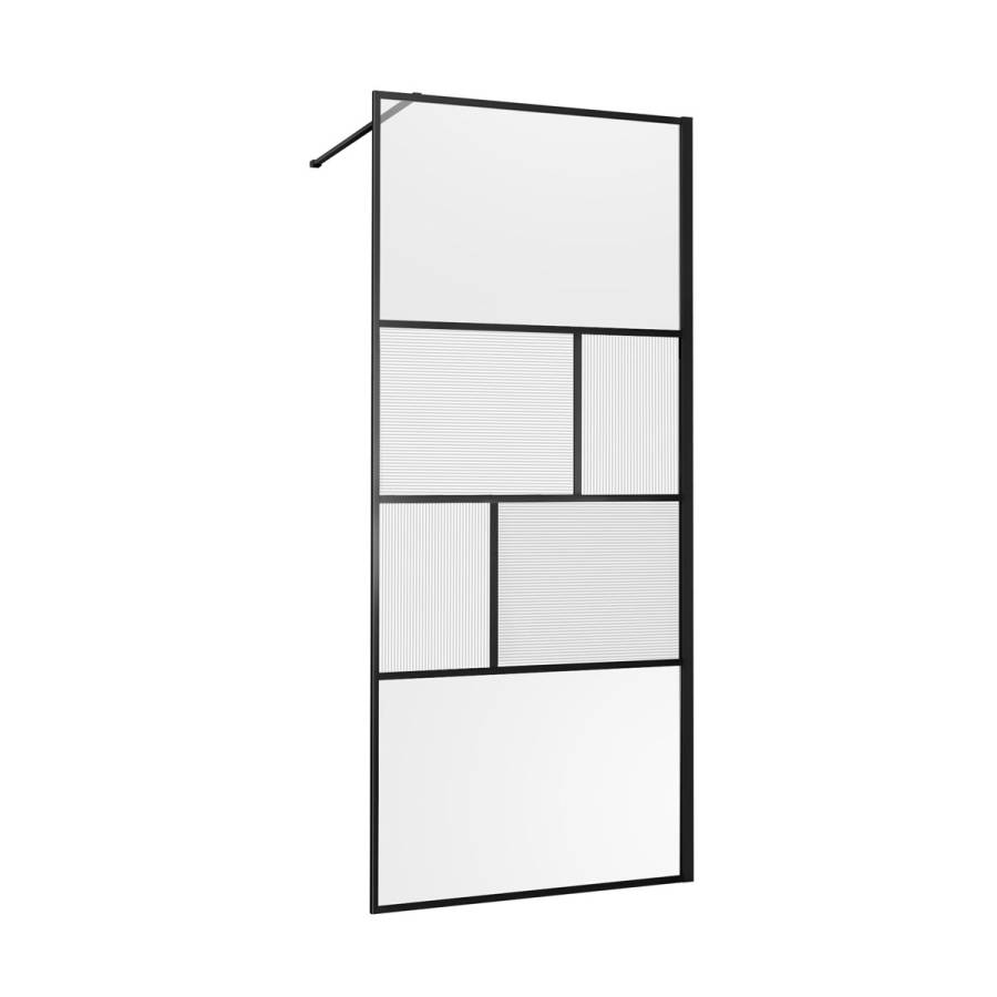 Душевая перегородка Walk-In VSW-1HC120CFB, 1200*2000, черный, стекло прозрачное/рифленое