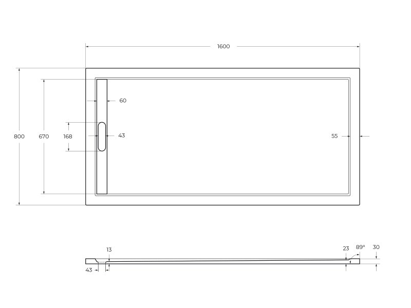 Поддон из искусственного мрамора CEZARES TRAY-AS-AH-160/80-30-W