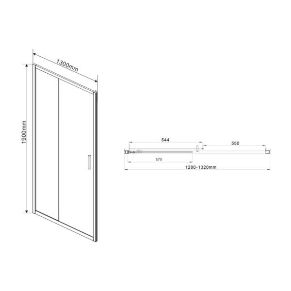 Душевая дверь Garda VDS-1G130CL, 1300, хром, стекло прозрачное
