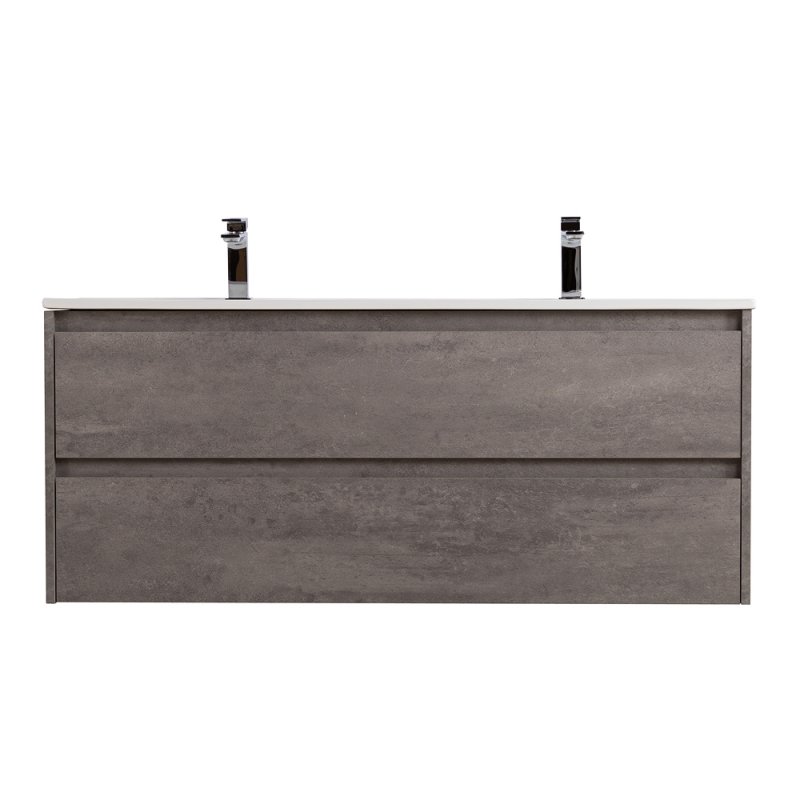 Тумба с раковиной на две чаши подвесная BelBagno KRAFT 120 Rovere Galifax Bianco , раковина белая
