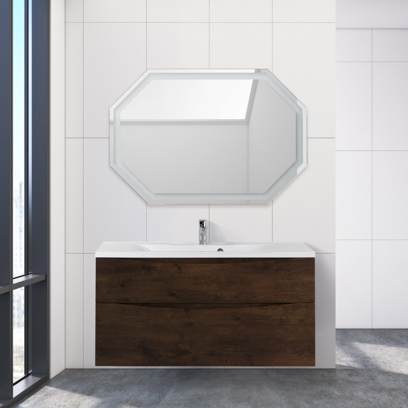 Тумба с раковиной подвесная BelBagno MARINO-H60 110 Rovere Moro, раковина белая