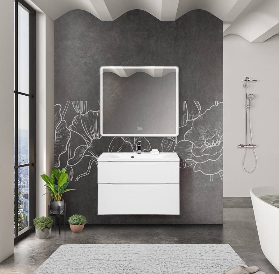 Тумба с раковиной подвесная BelBagno MARINO-H60 80 Bianco Lucido, раковина белая