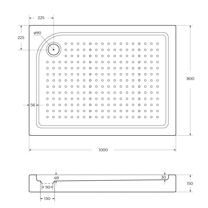 Акриловый поддон BelBagno TRAY-BB-AH-100/80-15-W-R