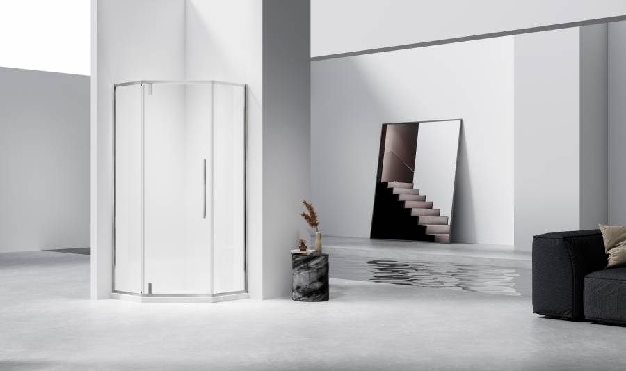 Душевой уголок Слим-Н (Slim-N) VSP-4SN100CLG, 1000*1000, Брашированное золото, стекло прозрачное
