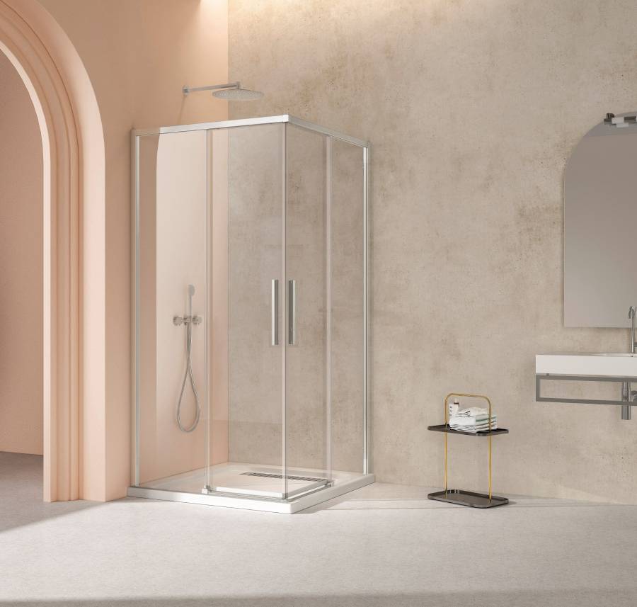 Душевой уголок Слим-Н (Slim-N) VSP-4SN100CLBN, 1000*1000, брашированный никель, стекло прозрачное