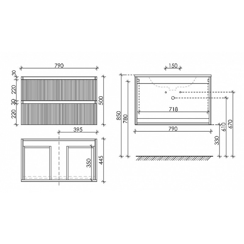 Тумба подвесная SANCOS Snob T 790х445х500, c двумя ящиками оснащенными доводчиками, Bianco, арт.SNT80W