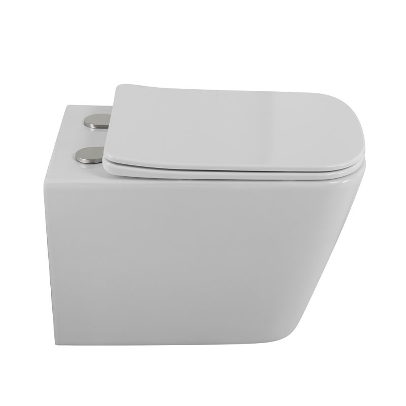 DUE 2.0 Унитаз подвесной безободковый с сиденьем дюропласт soft close BB7107CHR/SC