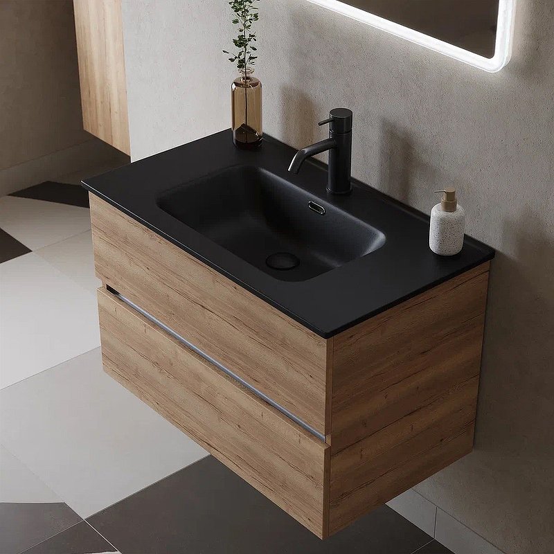 Тумба подвесная SANCOS Urban 790х450х550, c двумя ящиками оснащенными доводчиками, дуб галифакс натуральный , арт. UR80EG