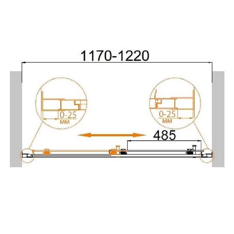 MOLVENO-BF-1-120-P-Cr Душевая дверь
