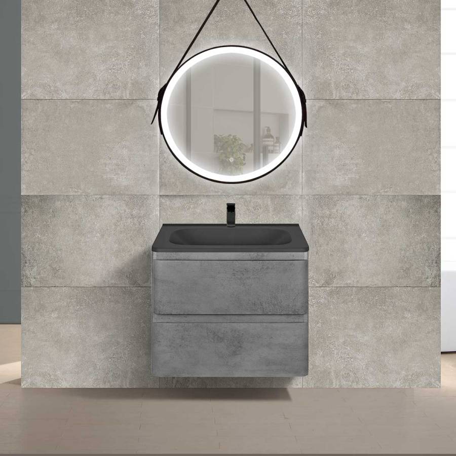 База под раковину Vico 600 подвесная, 2 выкатных ящика soft close, Beton
