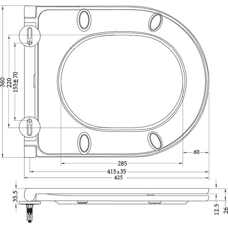 Сиденье дюропласт, soft close, металлическое крепление, BB8001SC