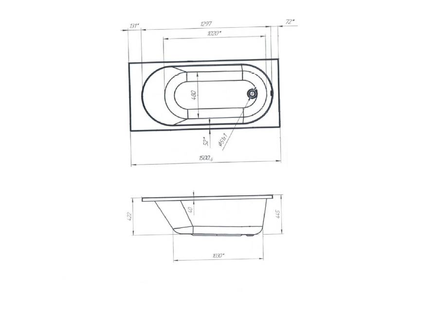 Акриловая ванна Creto Solly 150х70 см 18-15070