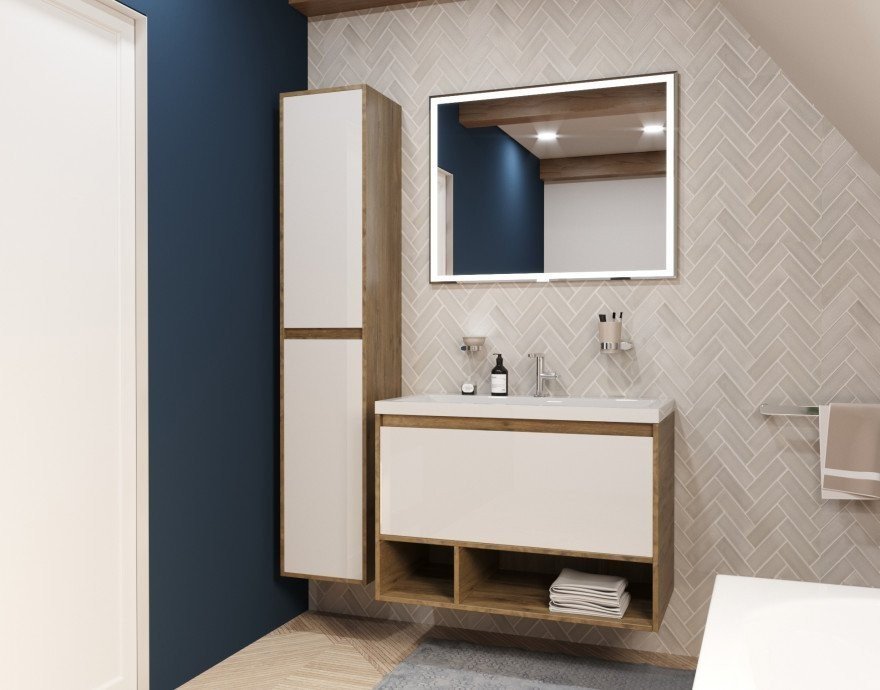 Комплект мебели Monaco Wood 900х480 подвесной 1 ящик (ШхГхВ) 898х476х607