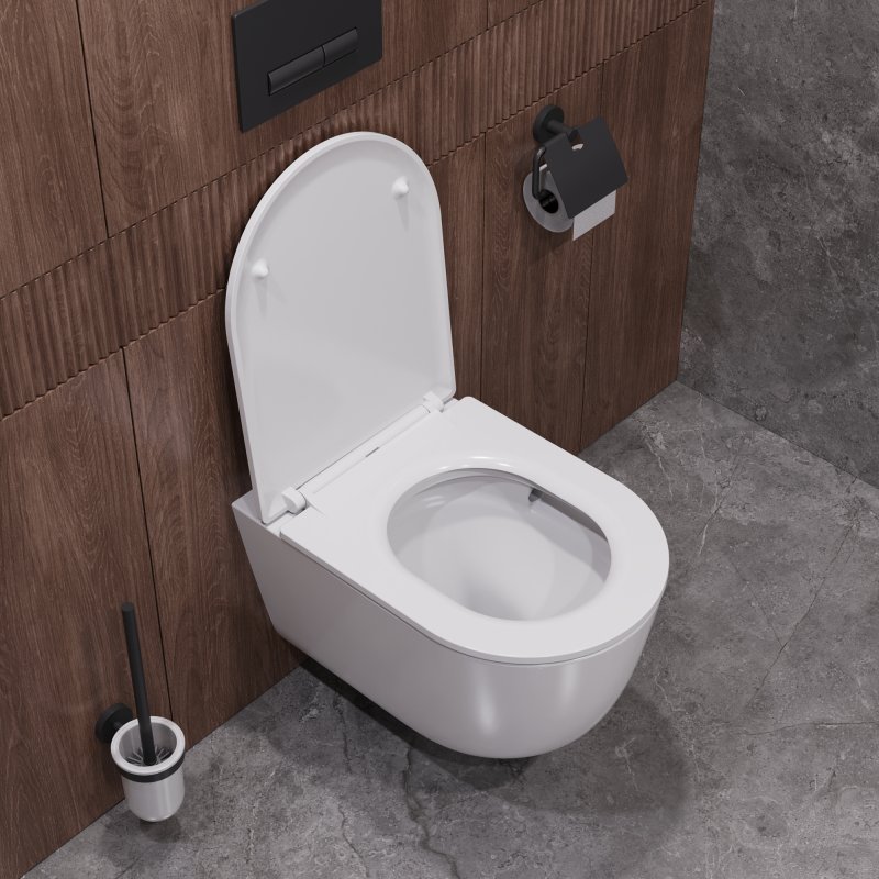 RELAX Унитаз подвесной, безободковый с системой смыва "Торнадо", с сиденьем soft close, 49 см, CZR-38088-49-TH-TOR/SC