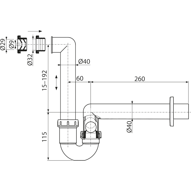 Сифон для сбора конденсата DN40