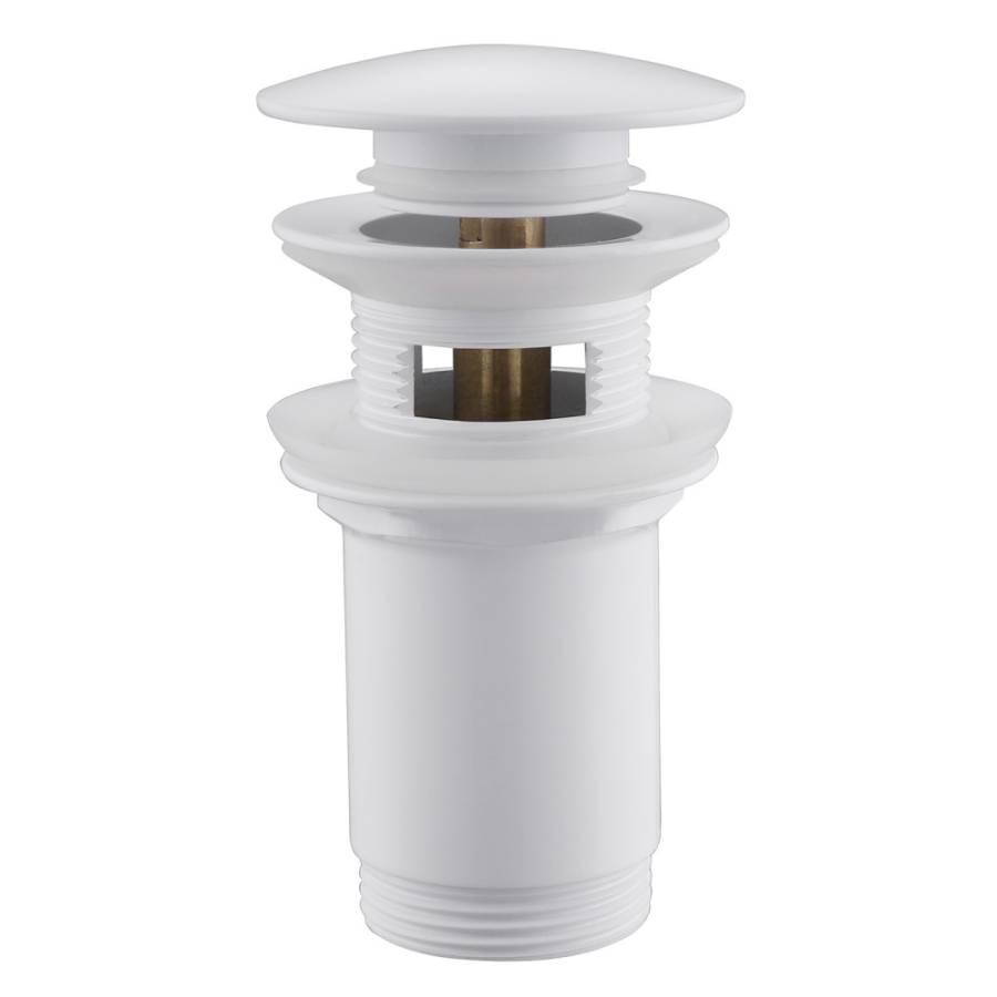 Донный клапан ABBER AF0010W с переливом, клик-клак, белый